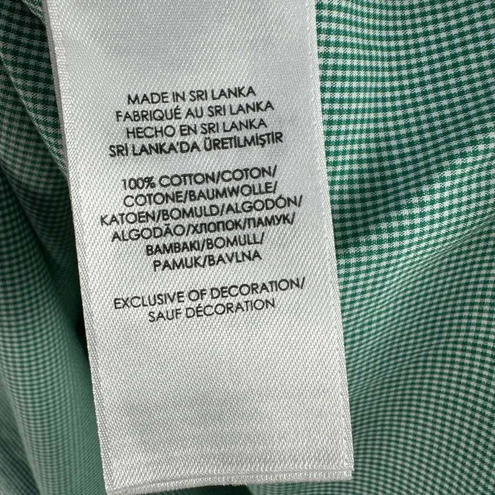 Polo Ralph Lauren Mens  Microcheck Gingham Button  Dress Shirt Green Size 16 1/2